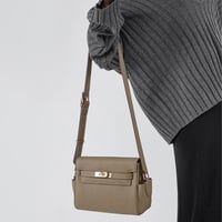 Women's Genuine Leather Crossbody Bag Handbags Purses Grey - Thumbnail 1