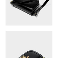 Genuine Leather Saddle Bag Women Crossbody Bags Black - Thumbnail 3