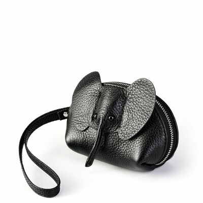 Genuine leather elephant coin purse, female key bag, card bag - Thumbnail 5