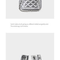 Genuine Leather Chain Bucket Bag Silver - Thumbnail 2