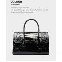 Genuine Leather Women Tote Bag Shoulder Bag Black - Thumbnail 1