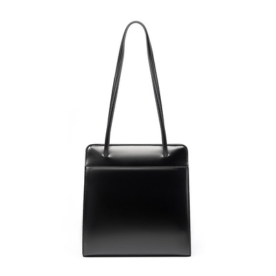 Genuine leather bucket bag retro bridal wedding bag black - Thumbnail 4