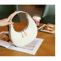 Women Genuine Leather Moon Handbag White - Thumbnail 2