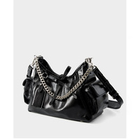 Soft Leather Hobo Handbags for Women Genuine Top Handle Bags Vintage Shoulder Purses Black - Thumbnail 1