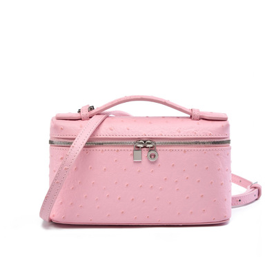 Women's genuine leather makeup bag shoulder and crossbody phone bag pink - Thumbnail 5