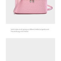 Women's Genuine Leather Makeup Bag Shoulder and Crossbody Phone Bag Pink - Thumbnail 1