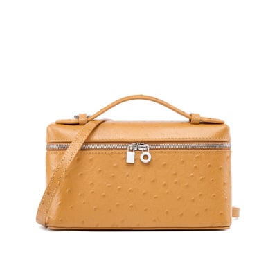 Women's genuine leather makeup bag shoulder and crossbody phone bag yellow - Thumbnail 3