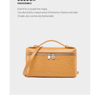 Women's Genuine Leather Makeup Bag Shoulder and Crossbody Phone Bag Yellow - Thumbnail 1