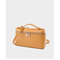 Women's Genuine Leather Makeup Bag Shoulder and Crossbody Phone Bag Yellow - Thumbnail 2