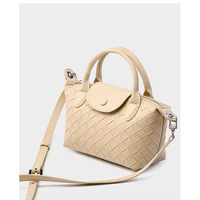 Genuine Leather Satchel Tote Bag Top Handle Handbag White - Thumbnail 3