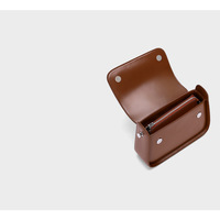 Women's Genuine Leather Saddle Bag Brown - Thumbnail 3