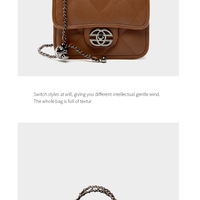 Women Genuine Leather Cute Tote Handbags Crossbody Bag with Long Strap Brown - Thumbnail 1