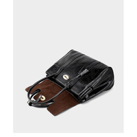 Large Capacity Soft Genuine Leather Tote Bag Black - Thumbnail 3