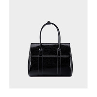 Large Capacity Soft Genuine Leather Tote Bag Black - Thumbnail 4