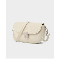 Ladies' Genuine Leather Crossbody Bag Large Capacity Small Square Bag White - Thumbnail 2