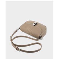 Ladies' Genuine Leather Crossbody Bag Large Capacity Small Square Bag Grey - Thumbnail 3