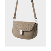 Ladies' Genuine Leather Crossbody Bag Large Capacity Small Square Bag Grey - Thumbnail 4