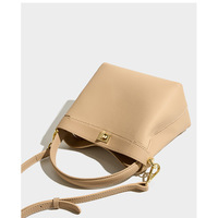 Genuine leather Crossbody Bucket Bag Women's Ins Handbag Clear - Thumbnail 4