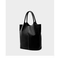 Ladies' Large Capacity Genuine Soft Leather Tote Bag Black - Thumbnail 2