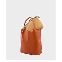Ladies' Large Capacity Genuine Soft Leather Tote Bag Orange - Thumbnail 3