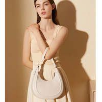 New Women's Genuine Leather Casual Shoulder Crossbody Bag White - Thumbnail 1