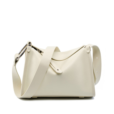 Genuine soft leather shoulder tote crossbody purses bucket bags white - Thumbnail 4