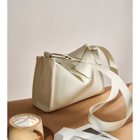 Genuine Soft Leather Shoulder Tote Crossbody Purses Bucket Bags White - Thumbnail 2