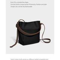 Genuine Leather Crossbody Bag Large Capacity Shoulder Bag Black - Thumbnail 1