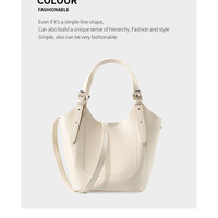 Genuine Leather Shoulder Bags Purses and Handbags for Women Satchel Designer Cross Body Hobo Bag White - Thumbnail 1