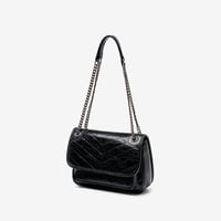 Genuine Leather Crossbody Satchel Bag Vintage Purses Handbags for Women Black - Thumbnail 1