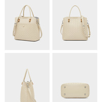 Time Resistance Leather Handbag Leather Purse for Women - Top Handle Bag - Tote Bag White - Thumbnail 2