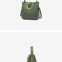 Genuine Leather Large Capacity Crossbody Bag Green - Thumbnail 1