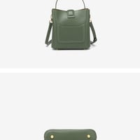 Genuine Leather Large Capacity Crossbody Bag Green - Thumbnail 2