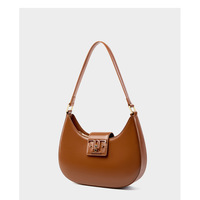 Genuine Leather Women Handbags College Crossbody Messenger Bag Brown - Thumbnail 2