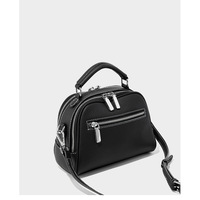 Genuine Leather Small Tote Bag for Women Trendy Shoulder Handbag Black - Thumbnail 2