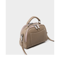 Genuine Leather Small Tote Bag for Women Trendy Shoulder Handbag Grey - Thumbnail 4