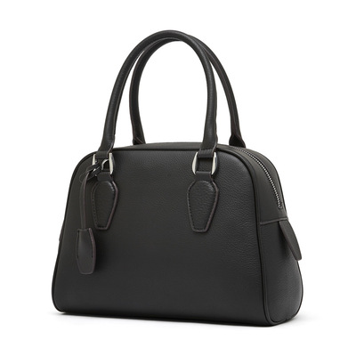 Women Genuine Leather Handbag Top-handle Satchel Bag Black