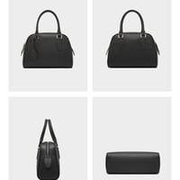 Women Genuine Leather Handbag Top-handle Satchel Bag Black - Thumbnail 2