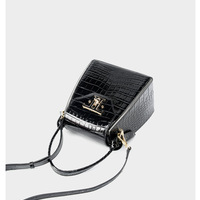 Women Genuine Leather Handbags Crocodile Pattern Handheld Cross Bag Black - Thumbnail 2