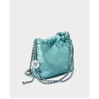 Genuine Leather Women's Handbag Beach Bag Simple Shoulder Bag Green - Thumbnail 1