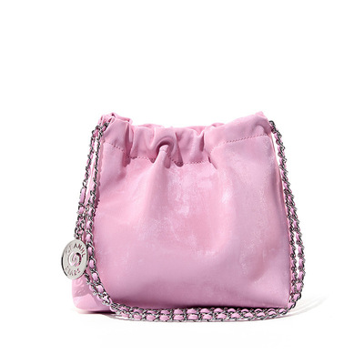 Genuine Leather Women's Handbag Beach Bag Simple Shoulder Bag Pink