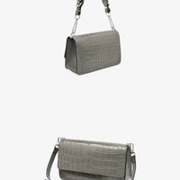 Genuine Leather Women's Handbag Beach Bag Simple Shoulder Bag Grey - Thumbnail 1