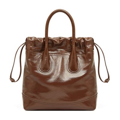 Genuine leather women's handbag diagonal cross bag brown - Thumbnail 3