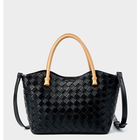 Genuine Leather Women's Handbag Ladies Shoulder Tote Bag Black - Thumbnail 1