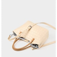 Genuine Leather Women's Handbag Ladies Shoulder Tote Bag White - Thumbnail 2