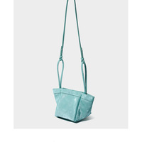 Genuine Leather Fashion Women's Handbag Messenger Bag Green - Thumbnail 4