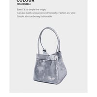 Genuine Leather Fashion Women's Handbag Messenger Bag Silver - Thumbnail 1