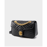 Genuine Leather Fashion Women's Handbag Messenger Bag Black - Thumbnail 2