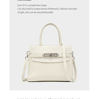 Genuine Leather Women's Bag Vintage Handbag White - Thumbnail 1