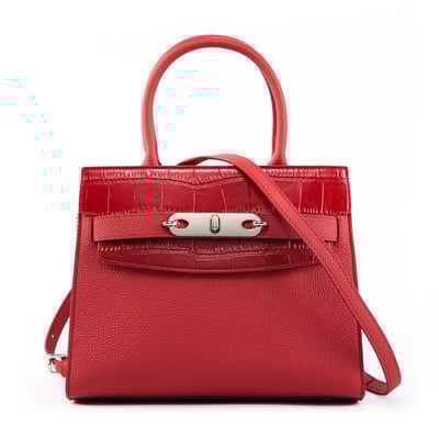 Genuine leather women's bag vintage handbag red - Thumbnail 5